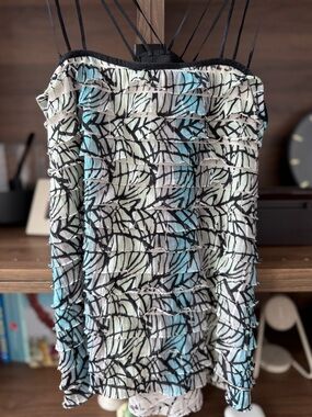 Free People Black Tank with Purple Logo Tag and Pink Accents